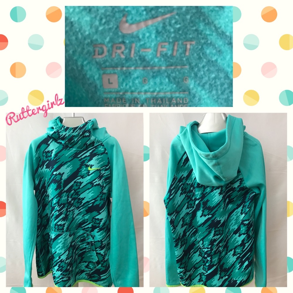 Nike Girls Teal-Lime Trim Pullover